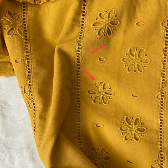 J. Crew Mustard Yellow Cotton Eyelet blouse - Picture 4 of 6